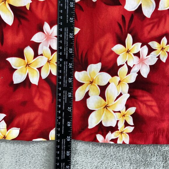 VTG Men's Hawaiian Shirt Sz L 100% Cotton Button Up Aloha Red Made in Hawaii - Picture 7 of 7